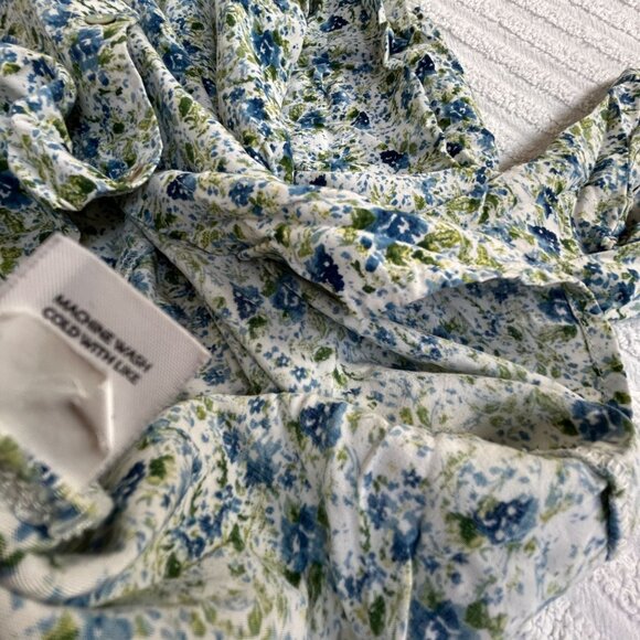 J. Jill Womens Petite Medium Floral Button-Up Shirt Blue & Green Long Sleeve Top - Picture 5 of 8